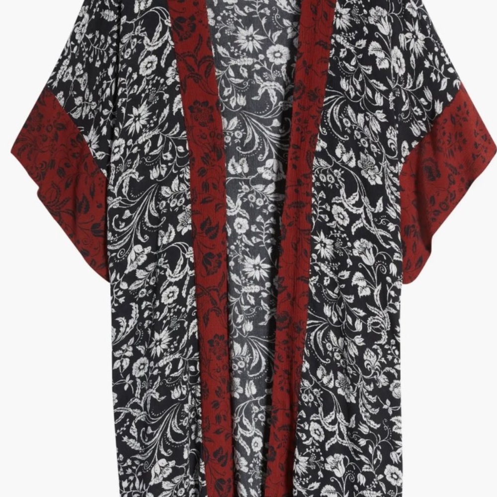 Treasure & Bond Nordstrom Border Print Duster Open Front Cardigan, One Size - Picture 3 of 12